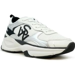 Stuart Weitzman Low-Top Sneakers - Sh318 Black And White Calf Leather Sw Trainer in wit