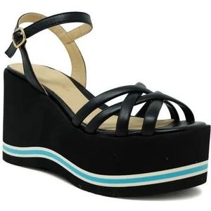 Paloma Barceló Sandalen - Black Leather Lioba Wedge Sandals in zwart