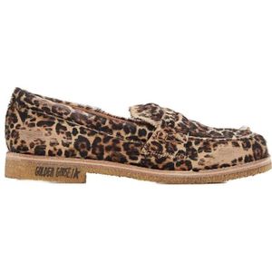 - Jerry Leopard Print Horsy Leather Loafers in bruin
