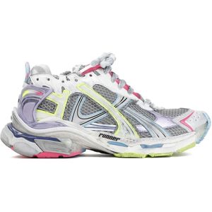 Balenciaga Low-Top Sneakers - Multi-Layered Grey Mesh Sneakers With Vibrant Acce in meerkleurig