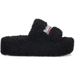 Balenciaga Sandalen - "Furry" Slide Sandals – Black in zwart