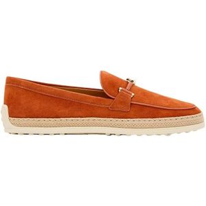 - Suede Loafers With Refined Metal Detailing in oranje