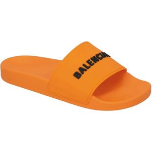 Balenciaga Sandalen - Logo Pool Slide Orange in oranje
