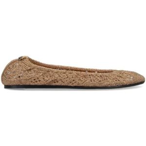 - "Belna" Crochet Ballerinas – Gold in goud