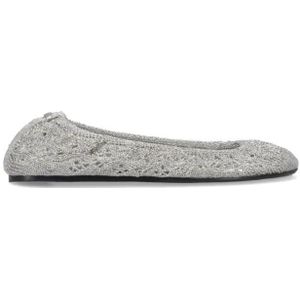 - "Belna" Crochet Ballet Flats – Silver in zilver