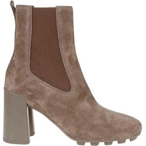 Hogan Boots - Tapered Brown Suede Ankle Boots in bruin
