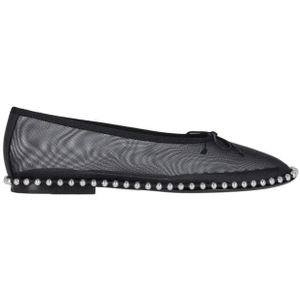 - "Lina" Studded Mesh Ballerinas – Black in zwart