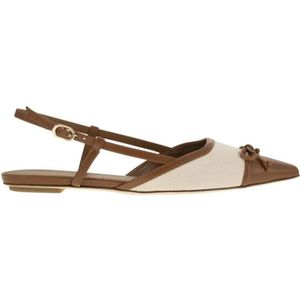 Stuart Weitzman Sandalen - Kitty - Leather And Linen Slingback in beige