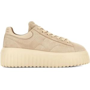 Hogan Low-Top Sneakers - Beige Suede Sneakers With Lace-Up Front in beige