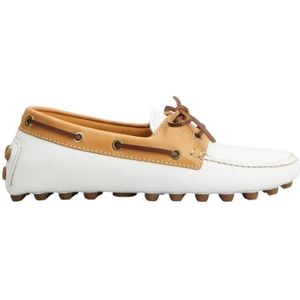 - Gommino Bubble White Leather Loafers With Rubber S in wit
