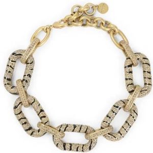 Roberto Cavalli Armbanden - Zebra Pattern Gold-Toned Aluminium Statement Neckl in gold