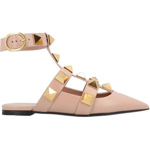 Valentino Garavani Slippers & Mules - Pointed Toe Ballerinas With Roman Stud Rivets And in beige