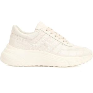 Hogan Low-Top Sneakers - H669 Hi Fi White Coconut Leather Running Sneakers in beige