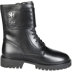Tory Burch Boots - Turnlock Ankle Boot With Metallic Detailing in zwart