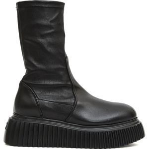 Agl Boots - Stretch Black Ankle Boots With Ridged Rubber Sole in zwart