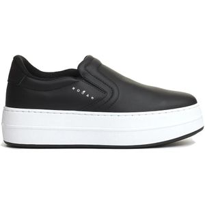 Hogan Low-Top Sneakers - Kyscaper Slipon Leather Black in zwart