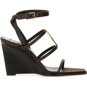 Saint Laurent Sandalen - "Cassandras" Wedges in zwart