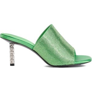 Givenchy Sandalen - Green G Cube Mules In Satin With Strass in groen