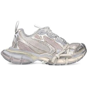 Balenciaga Low-Top Sneakers - Oversized Platform Sneakers With Distressed Grey M in beige