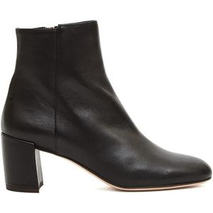 Agl Boots - Chocolate Nappa Leather Ankle Boot With 5 Cm Block in zwart