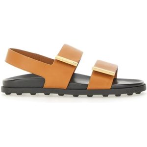 - Brown Calfskin Sandals in bruin