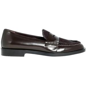 - Brown Leather Loafers With Pony Hair Panel in bruin