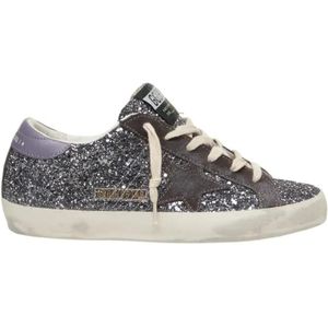 Golden Goose Low-Top Sneakers - Glitterate 'Super-Star' Sneakers in grijs