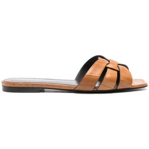 Saint Laurent Sandalen - Tribute Flat Sandals in bruin
