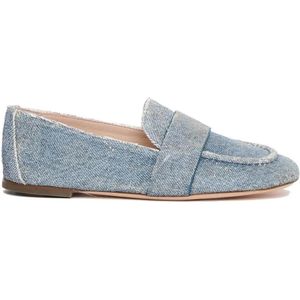 - Moccasins With Laser-Cut Denim Effect in blauw