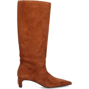 Marc Jacobs Boots - Mid-Calf Lambskin Boots With Pointed Toe in bruin
