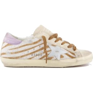 Golden Goose Low-Top Sneakers - Dames Super-Star Sneaker Wit/Bruin in beige