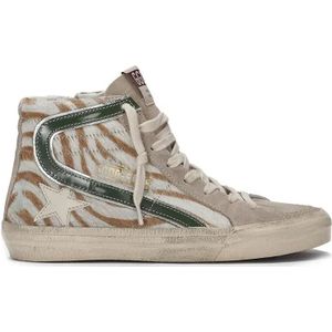 Golden Goose Low-Top Sneakers - High-Top Sneakers With Zebra-Print Leather And Sue in beige