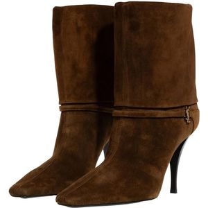 Saint Laurent Enkellaarzen - Niki Suede Ankle Boots in bruin