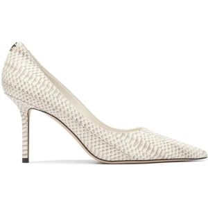 Jimmy Choo Hoge hakken - Textured Snakeskin Heeled Shoes in beige