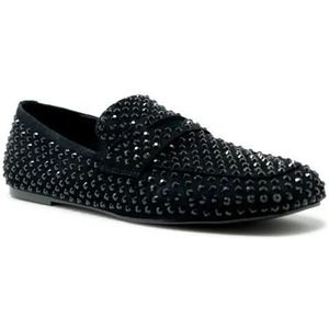 - R22 Black Leather/Glitter Loafer in zwart