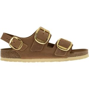 Birkenstock Sandalen - Milano Big Buckle - Oiled Leather Sandal in bruin