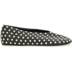- Nappa Ballerina Flats With Metallic Studs in zwart