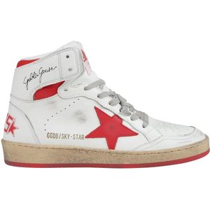 Golden Goose Low-Top Sneakers - White High-Top Sneakers With Red Details in wit