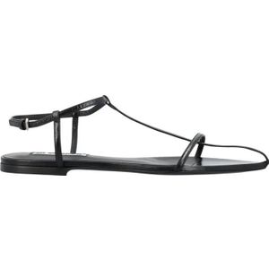 Jil Sander Sandalen - Black Flat Cage Sandals in zwart
