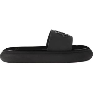 Moncler - Slippers - Zwart - Rubber - Leren Binnenlaag