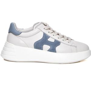 Hogan Low-Top Sneakers - Rebel Leather White H Light Blue Sneakers in wit