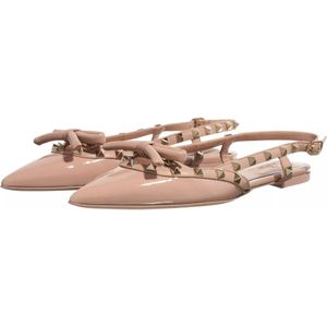 Valentino Garavani Loafers - Rockstud Bow T.05 Ballerina in poeder roze