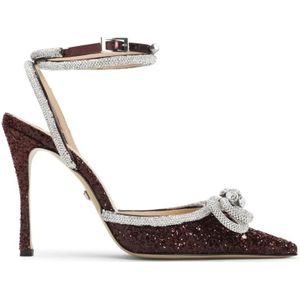 Mach&Mach Hoge hakken - Double Bow 110 Bordeaux Glitter Pumps in zwart