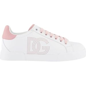 Dolce&Gabbana Low-Top Sneakers - Dames Portofino Sneaker Wit/Roze in wit