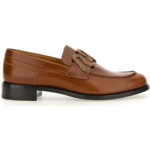 - Brown Leather Loafers in bruin