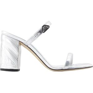 Alexander McQueen Sandalen - Seal Heeled Sandals - Leather - Silver in zilver