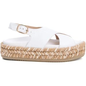 Paloma Barceló Sandalen - White Leather Rope Wedge in wit