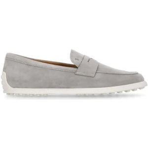 - Grey Suede Leather Loafers in grijs
