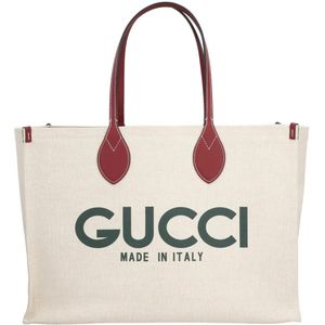 Gucci Shoppers & Totes - Large Tote Bag With Print Green in beige