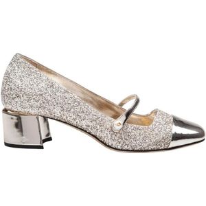 Jimmy Choo Hoge hakken - Gold/Sand Glitter/Laminated Leather Pumps in goud